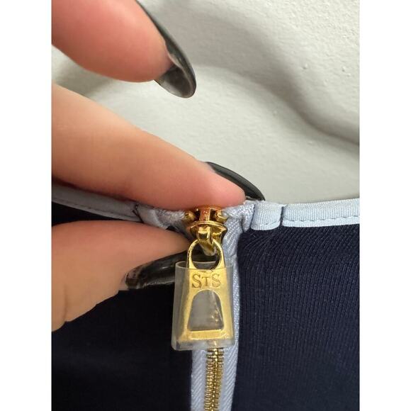 Sail To Sable NWOT Striped Tee Shirt Dress Ruffle Short Sleeve Blue Size Large - Picture 8 of 12